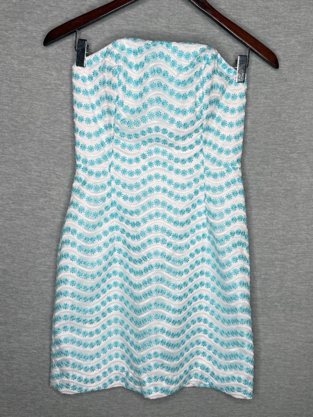 Lilly Pulitzer Leavens Dress Size 0 Shorely Blue Strapless Mini Dress